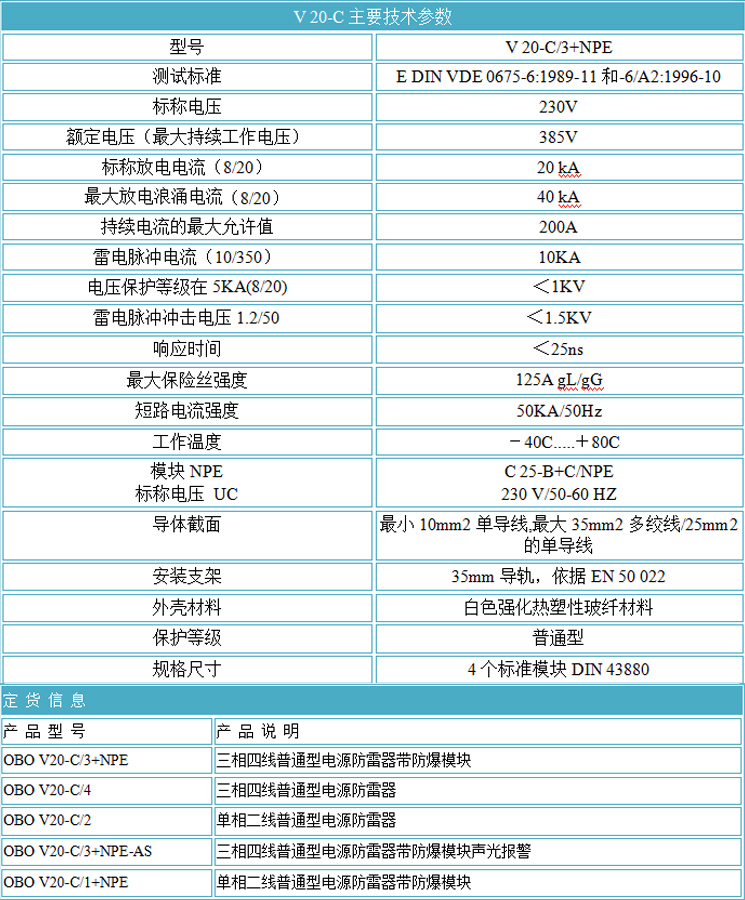 V20-C產品參數